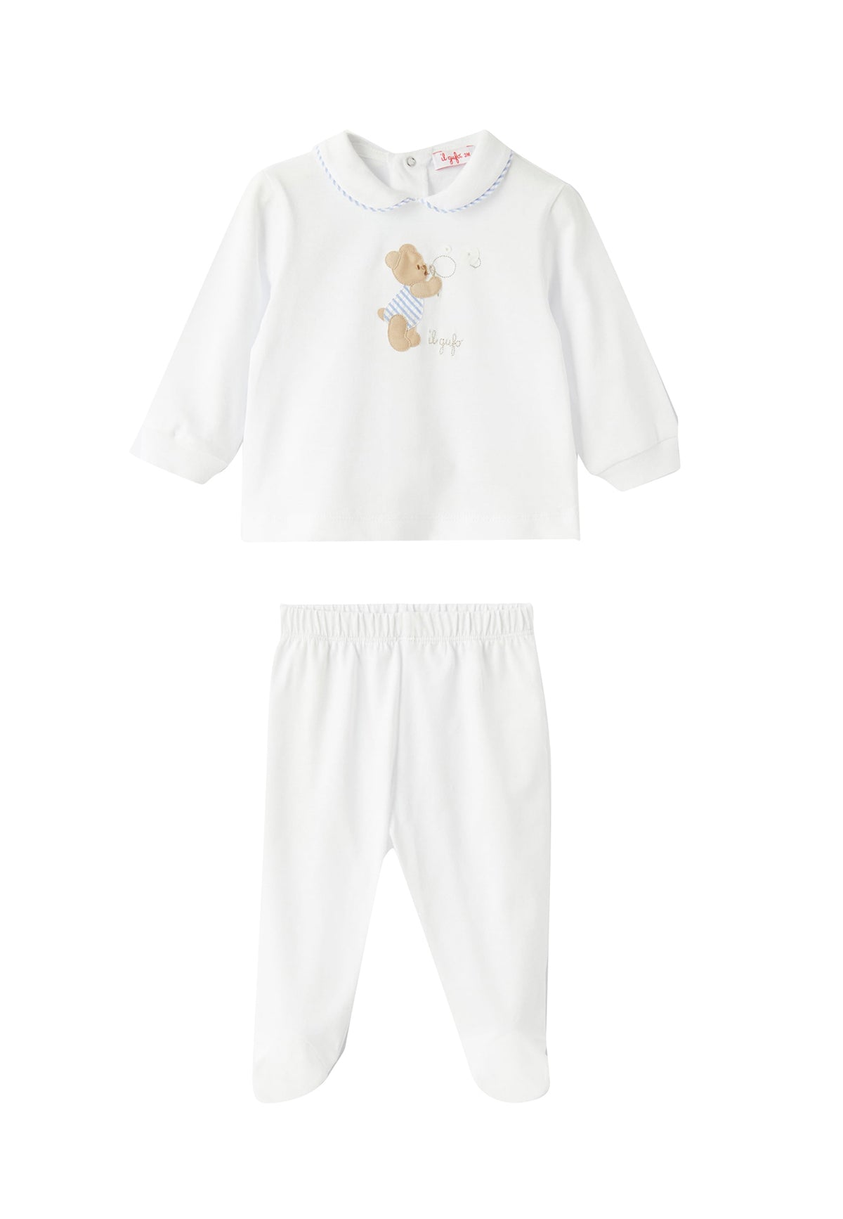 ViaMonte Shop | Il Gufo completo bianco neonato in cotone
