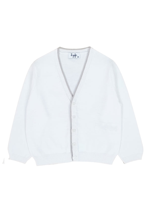 ViaMonte Shop | Il gufo maglia cardigan bianco bambino in cotone