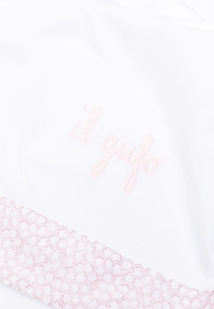 ViaMonte Shop | Il Gufo copertina bianca/rosa neonata in cotone