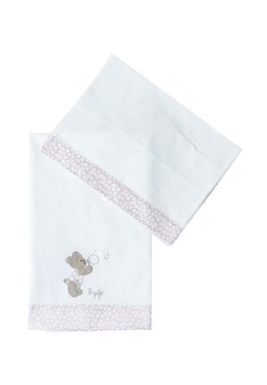 ViaMonte Shop | Il Gufo lenzuolino bianco/rosa neonata in cotone