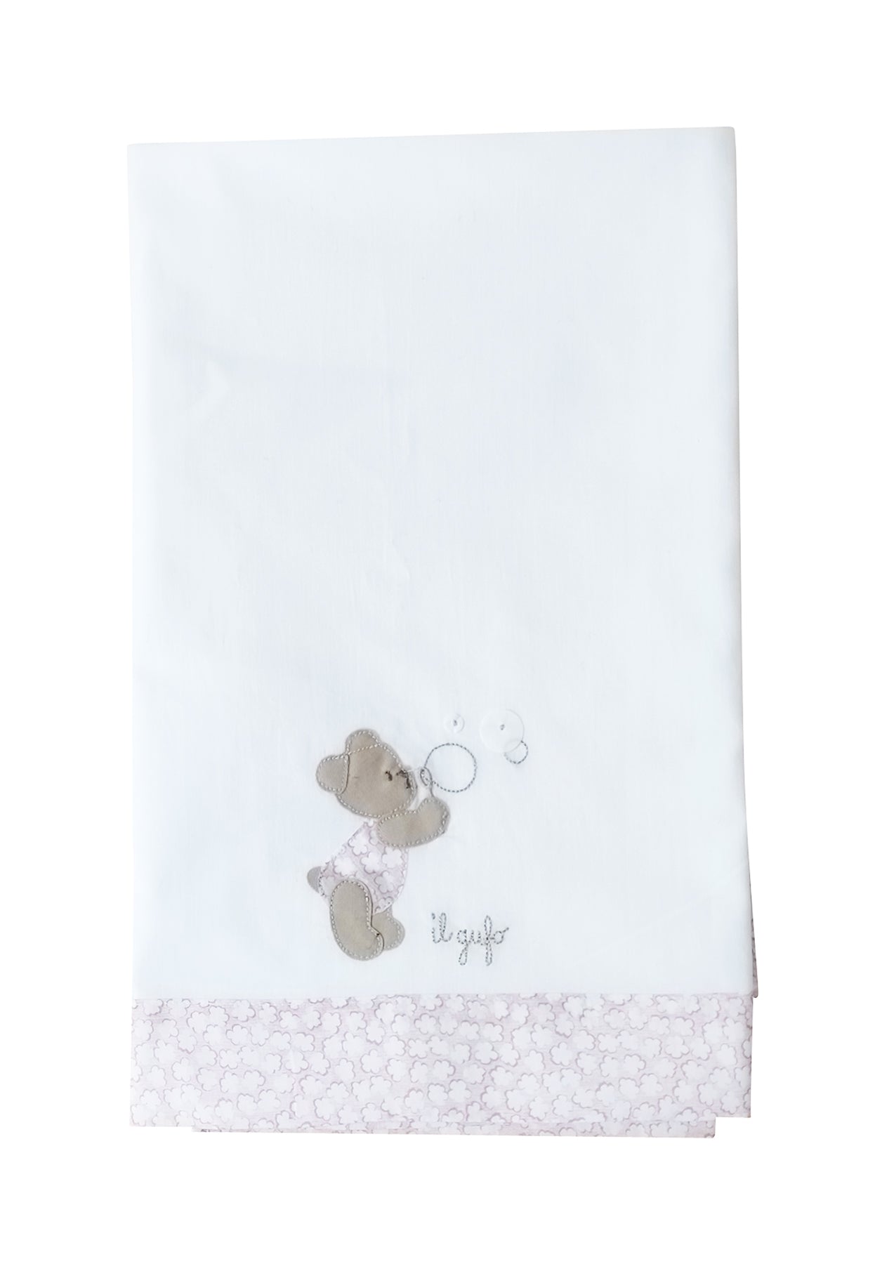 ViaMonte Shop | Il Gufo lenzuolino bianco/rosa neonata in cotone