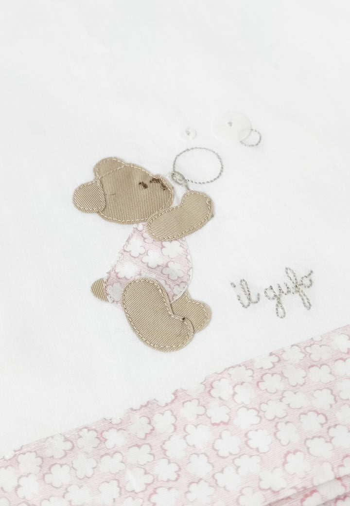 ViaMonte Shop | Il Gufo lenzuolino bianco/rosa neonata in cotone