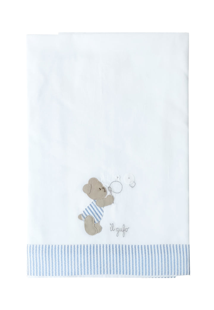 ViaMonte Shop | Il Gufo lenzuolino bianco/azzurro neonato in cotone