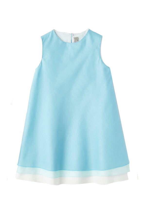 ViaMonte Shop | Il gufo vestito celeste bambina in cotone
