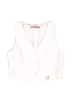 ViaMonte Shop | Miss Blumarine gilet bianco bambina in tessuto tecnico