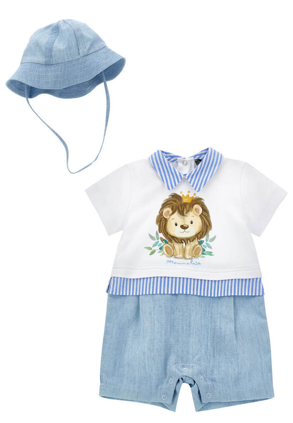 ViaMonte Shop | Monnalisa completo bianco/blu neonato in cotone