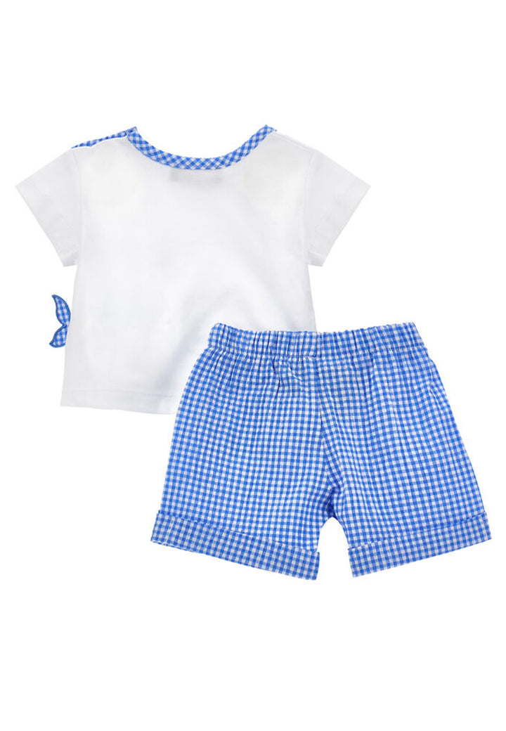 ViaMonte Shop | Monnalisa completo bianco/blu neonato in cotone