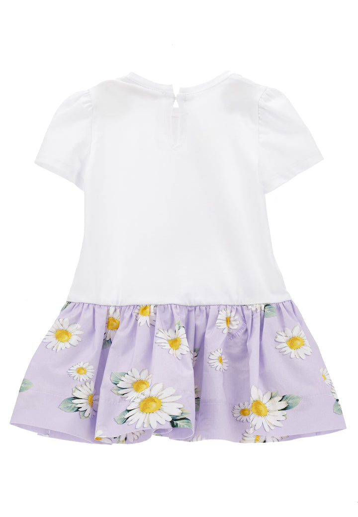 ViaMonte Shop | Monnalisa vestito bianco/glicine neonata in cotone