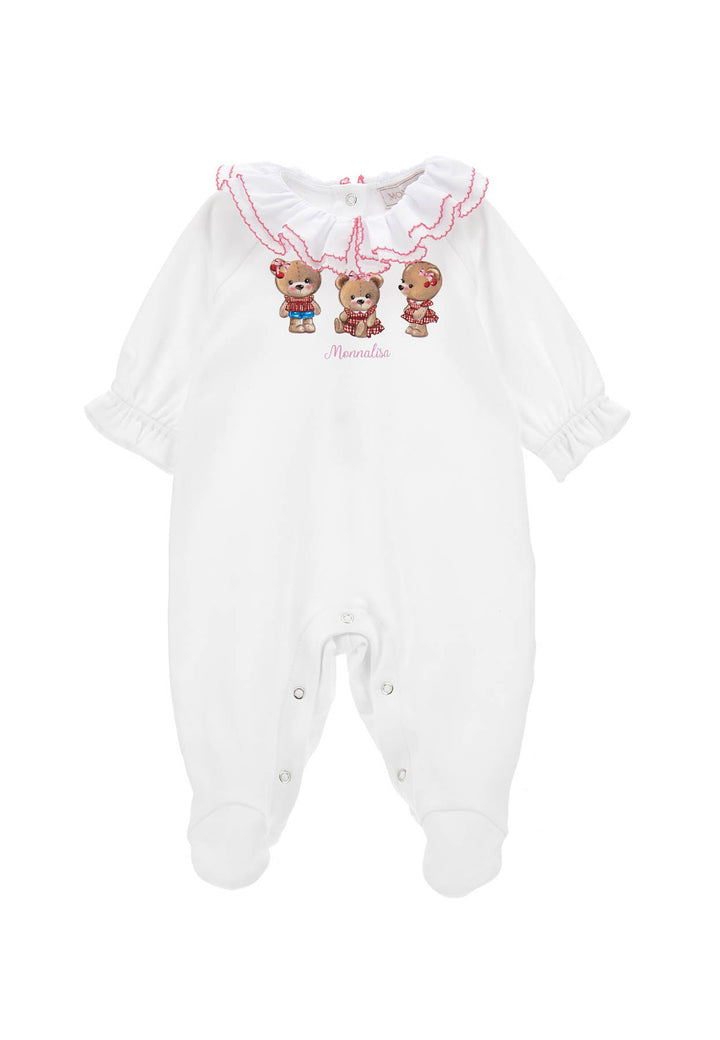 Monnalisa tutina bianca neonata in cotone ViaMonte Shop