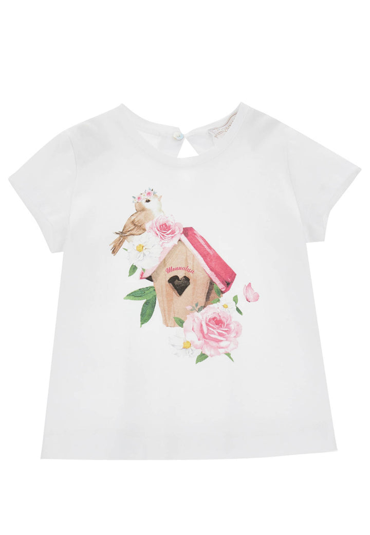 ViaMonte Shop | Monnalisa t-shirt bianca neonata in cotone