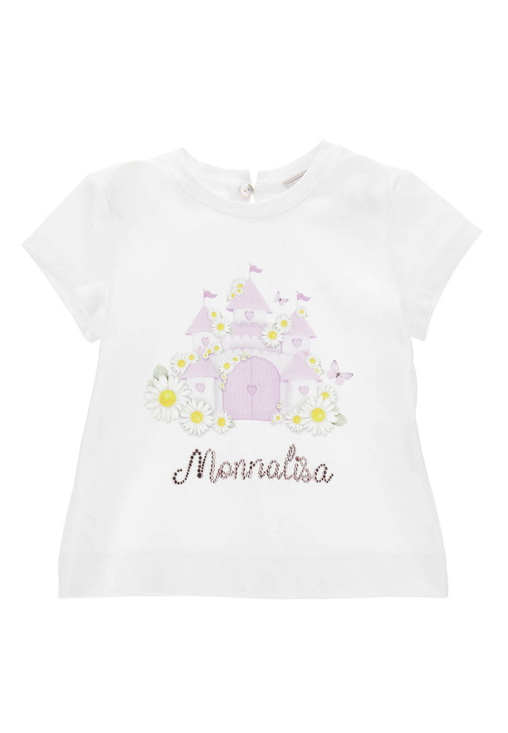 ViaMonte Shop | Monnalisa t-shirt bianca neonata in cotone
