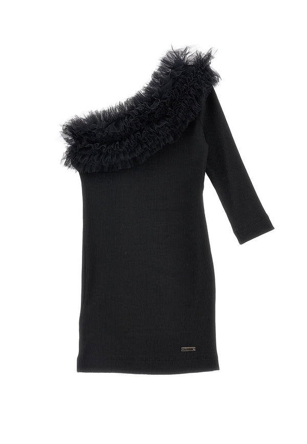 ViaMonte Shop | Monnalisa vestito nero bambina in viscosa