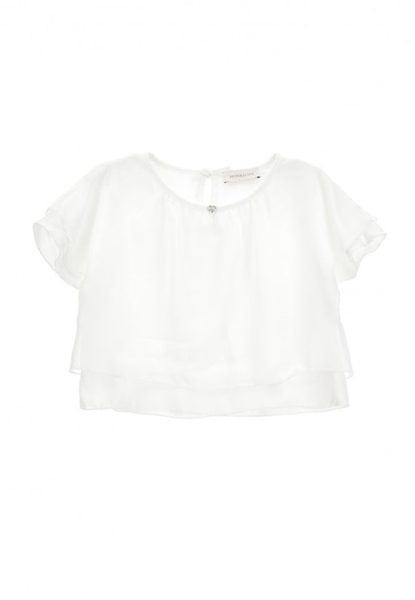 ViaMonte Shop | Monnalisa t-shirt bianca bambina in raso