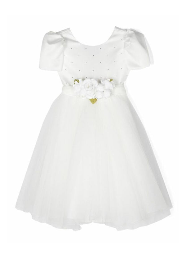 ViaMonte Shop | Monnalisa vestito bianco bambina in duchesse