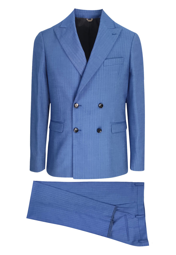 ViaMonte Shop | Simbols abito doppiopetto azzurro uomo in misto lana