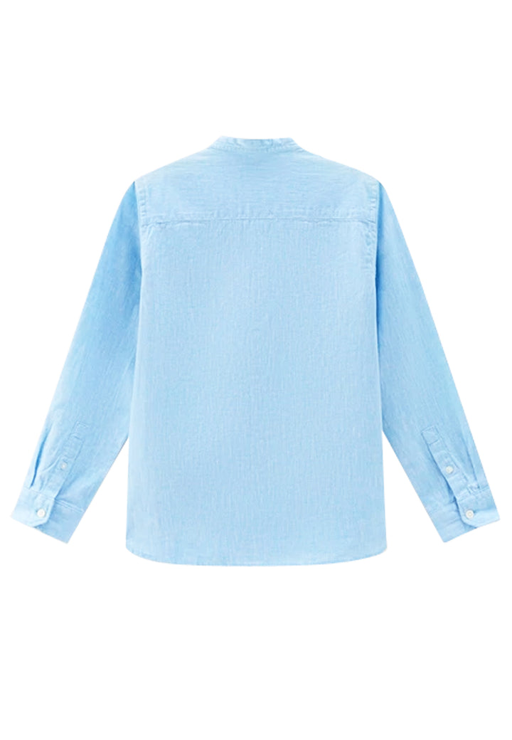 ViaMonte Shop | Woolrich camicia azzurra bambino in misto lino