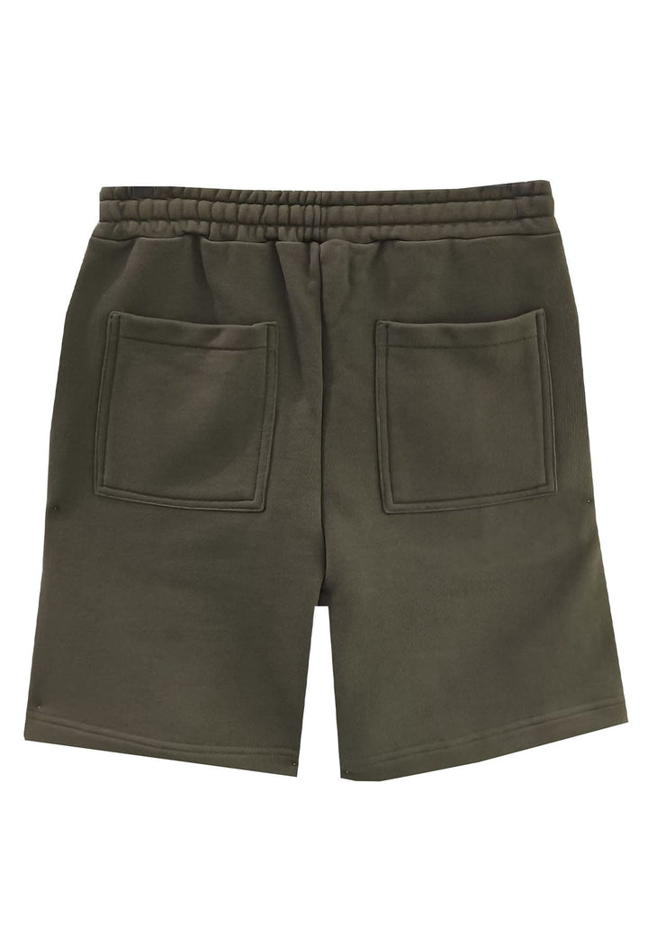 Bermuda unisex verde militare A Paper Kid in cotone garzato