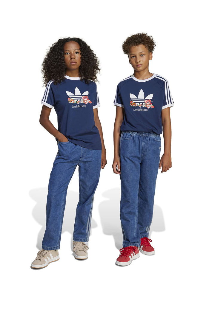 Pantalone sportivo bambino Adidas blu in denim di cotone