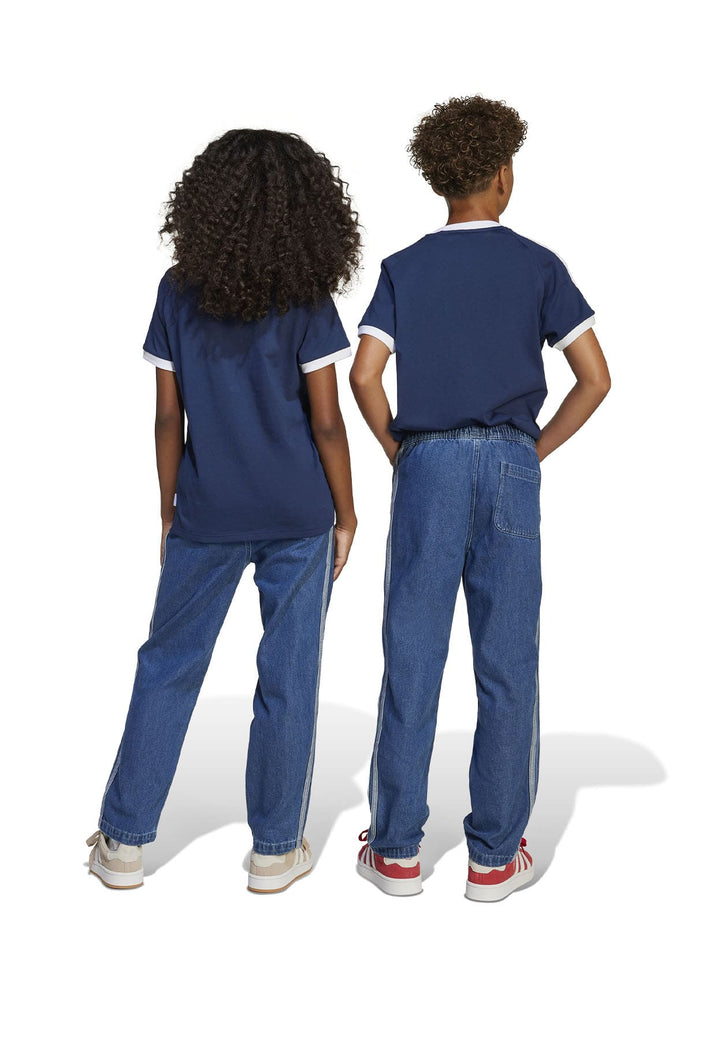 Pantalone sportivo bambino Adidas blu in denim di cotone
