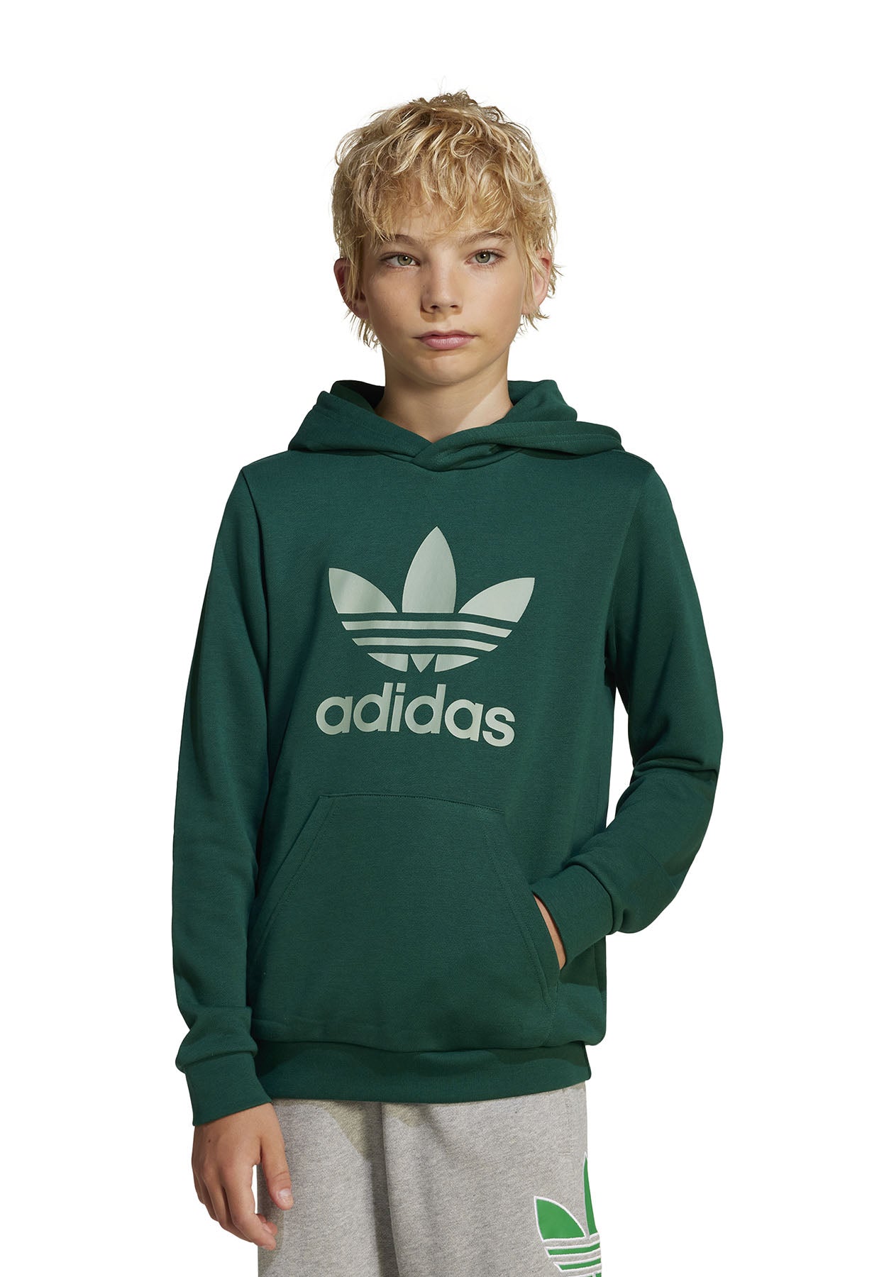 ViaMonte Shop | Adidas felpa verde bambino in cotone