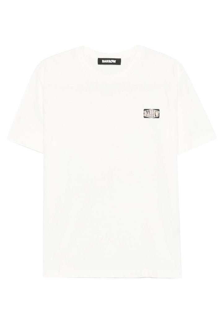 Barrow t-shirt bianca unisex in jersey di cotone