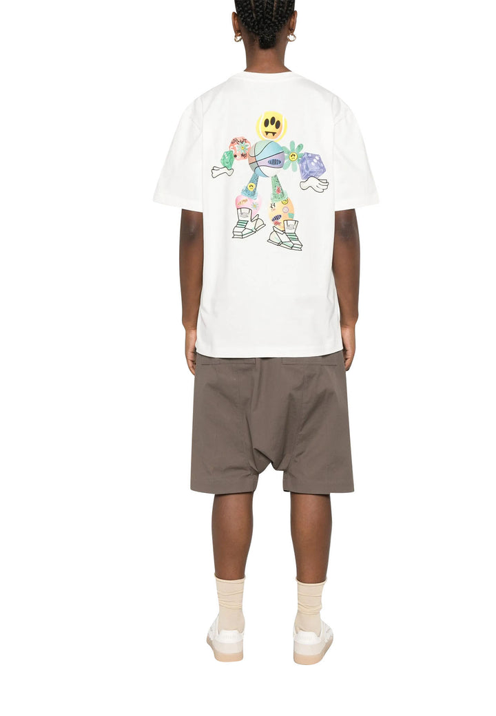 Barrow t-shirt bianca unisex in jersey di cotone