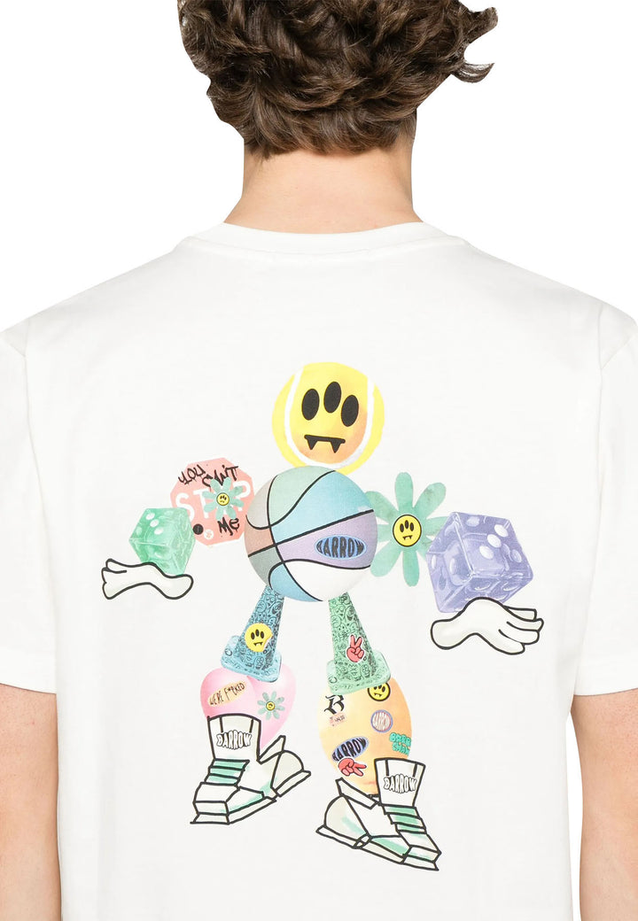 Barrow t-shirt bianca unisex in jersey di cotone