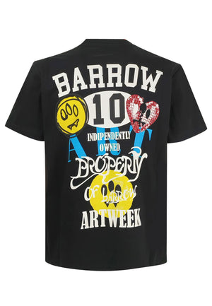 Barrow t-shirt nera unisex in jersey di cotone