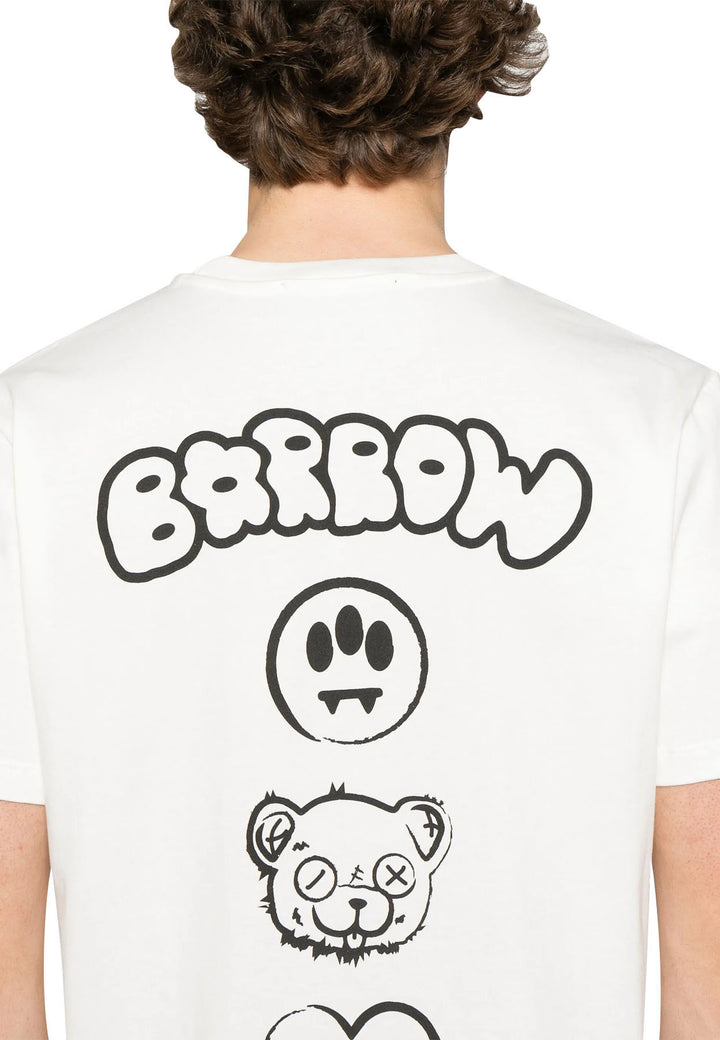Barrow t-shirt bianca unisex in jersey di cotone