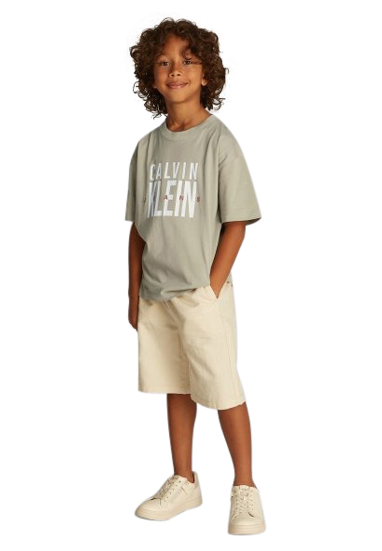 ViaMonte Shop | Calvin Klein Jeans t-shirt verde bambino in cotone