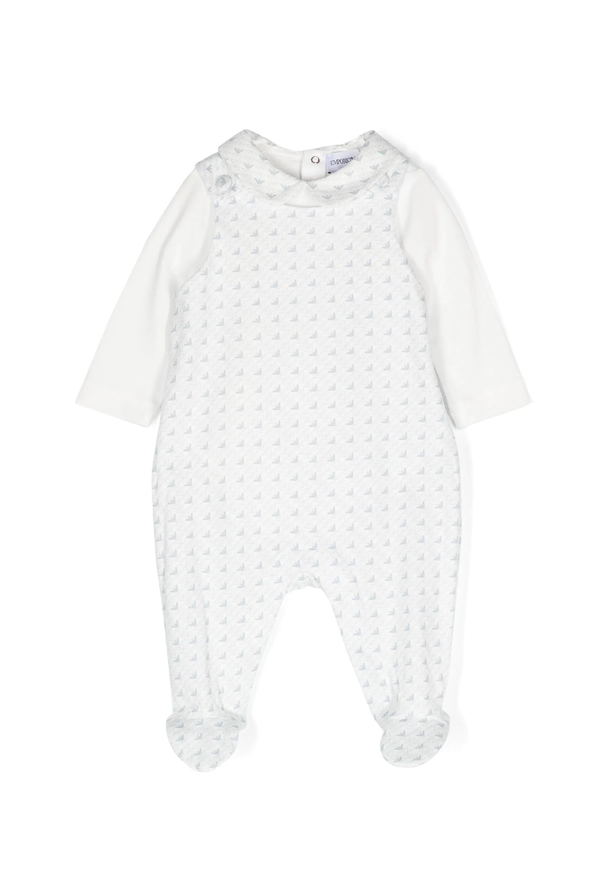 Emporio Armani completo bianco neonato in jersey di cotone