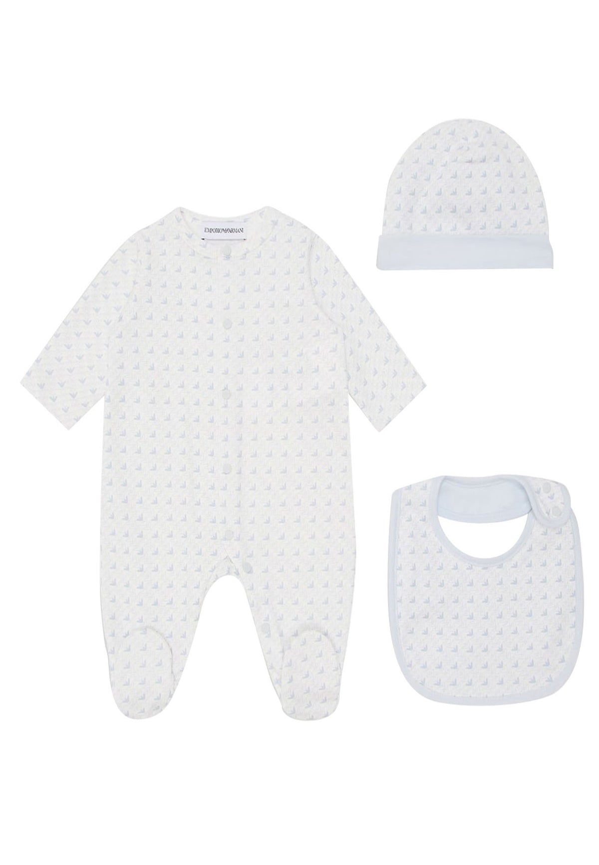 ViaMonte Shop | Emporio Armani completo bianco/beige neonato in jersey di cotone