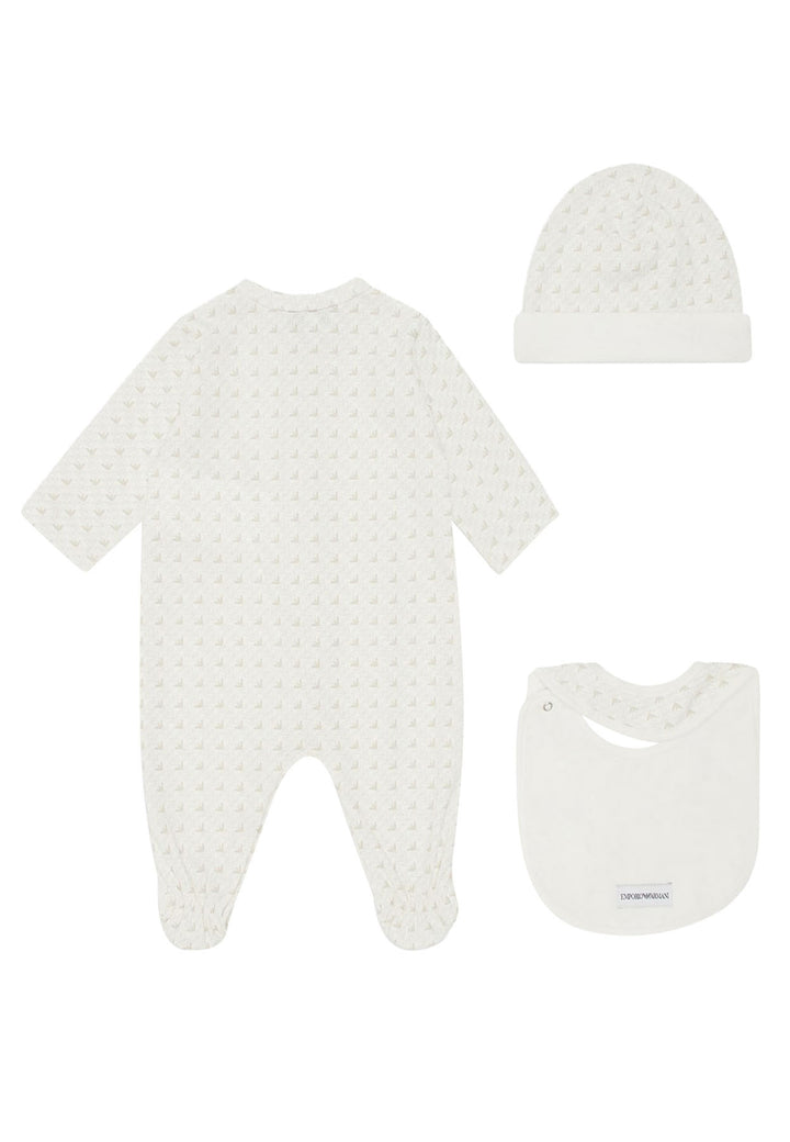 ViaMonte Shop | Emporio Armani completo bianco/celeste neonato in jersey di cotone