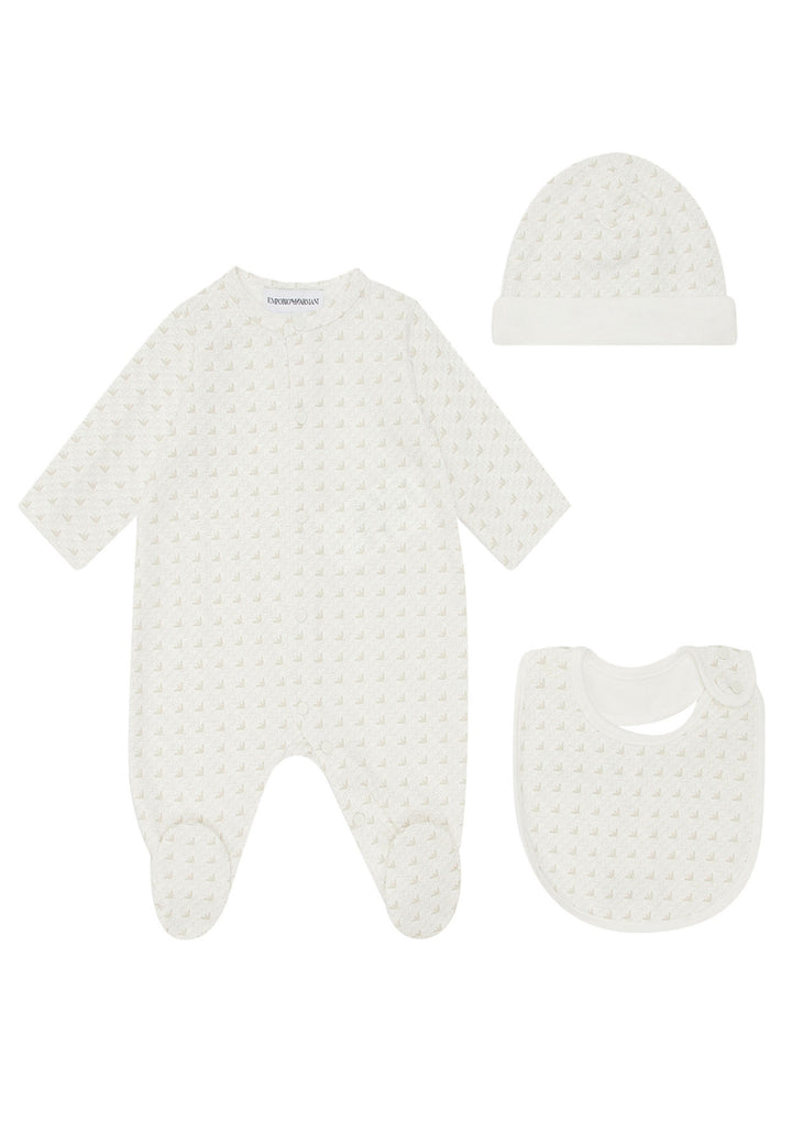 ViaMonte Shop | Emporio Armani completo bianco/celeste neonato in jersey di cotone