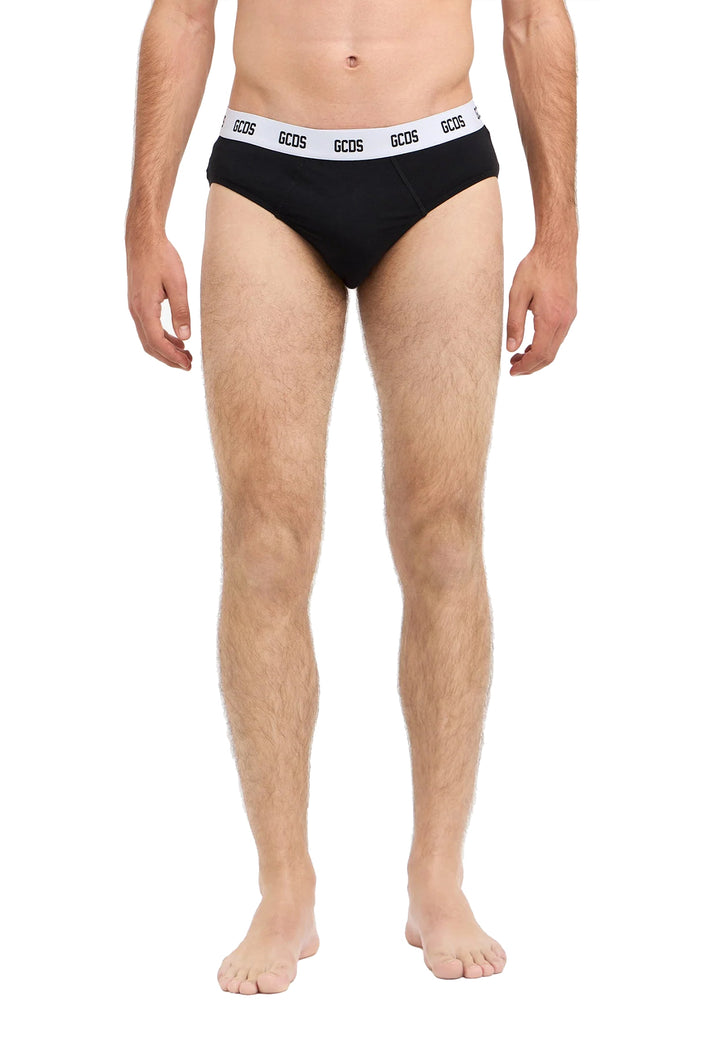 GCDS slip nero uomo in cotone