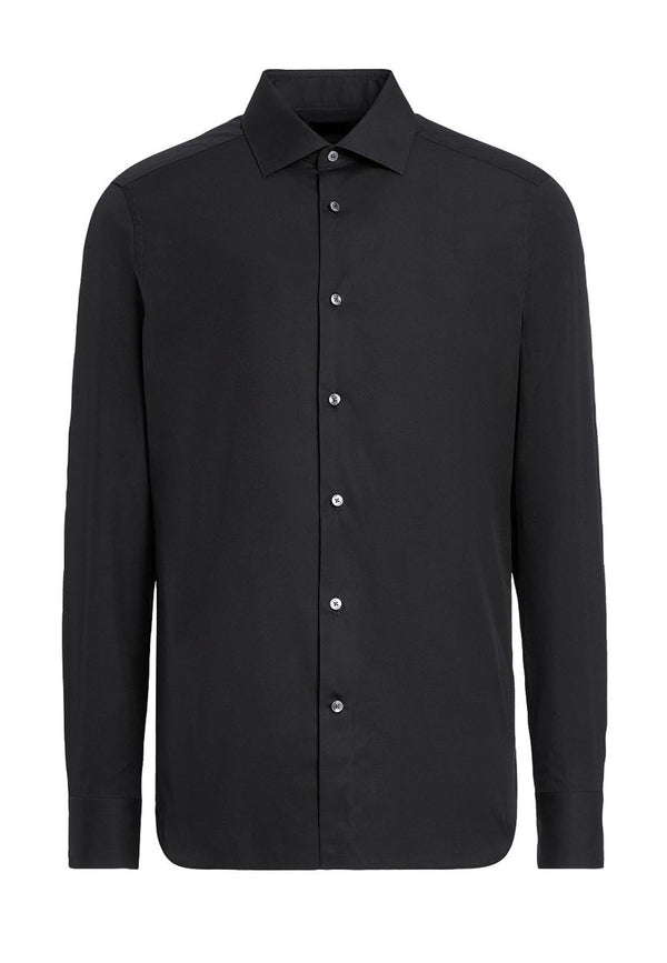 Camicia nera uomo JCMan in tessuto elasticizzato no stiro