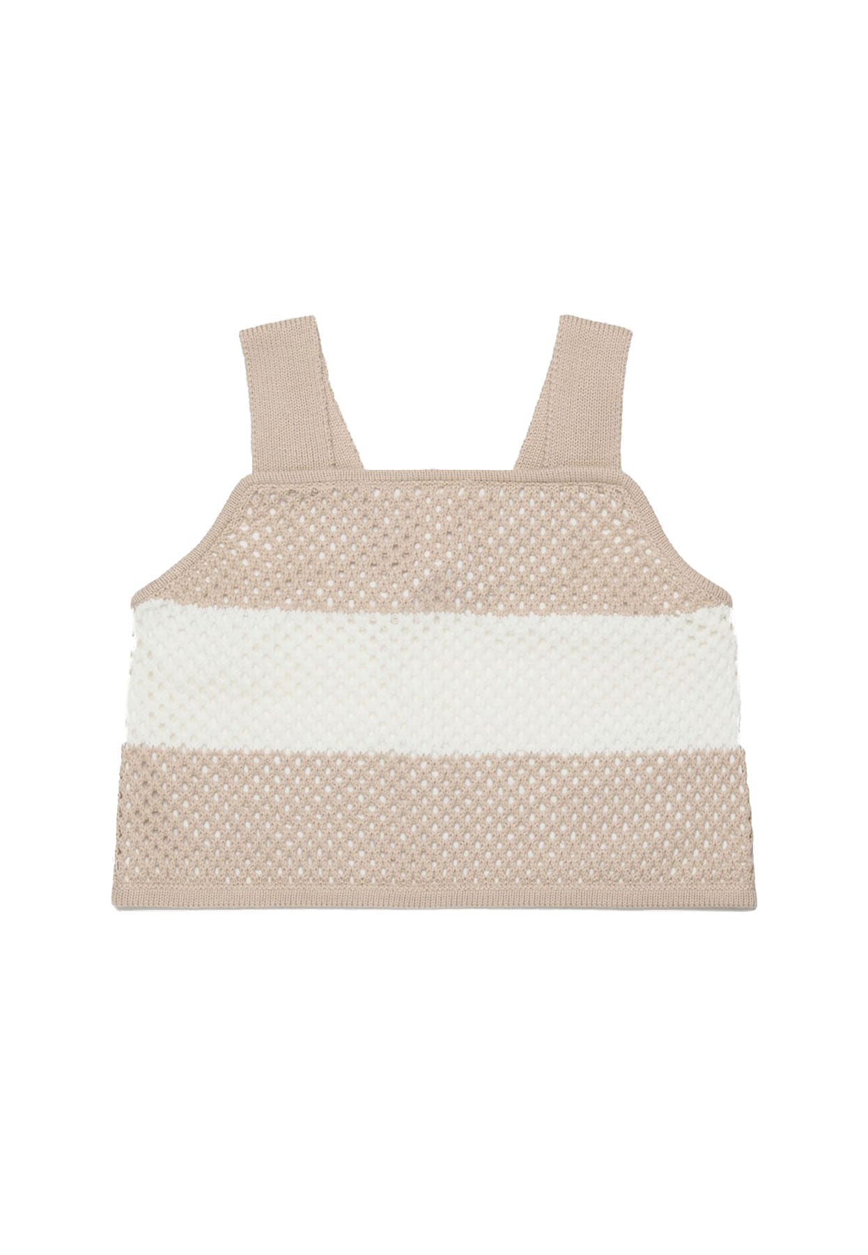Max&Co top a righe bianco/beige bambina in cotone