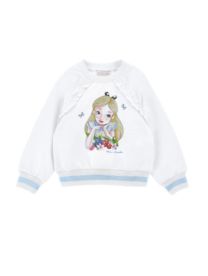 ViaMonte Shop | Monnalisa felpa bianca bambina in cotone