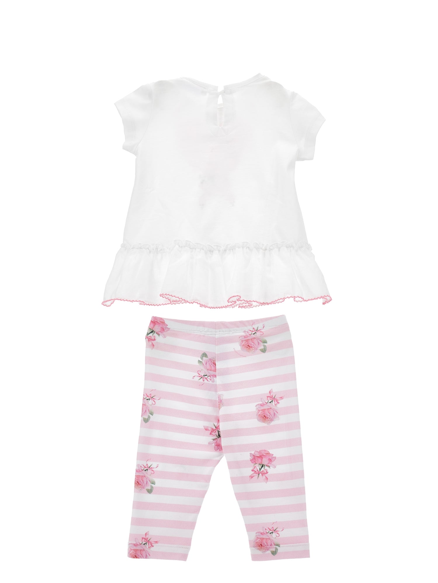 ViaMonte Shop | Monnalisa completo bianco/rosa neonata in cotone