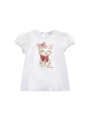 ViaMonte Shop | Monnalisa t-shirt bianca neonata in cotone