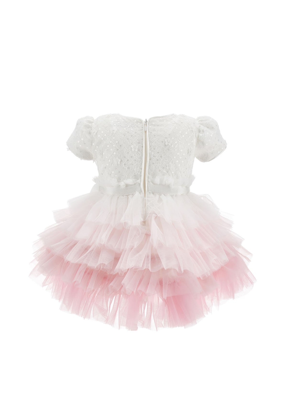ViaMonte Shop | Monnalisa vestito bianco/rosa neonata in tulle