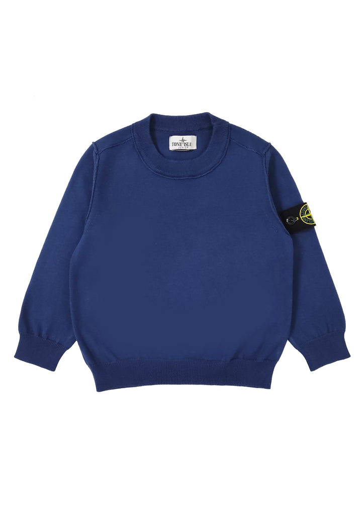 Stone Island maglia girocollo blu royal bambino in cotone