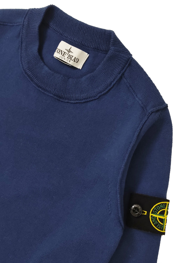 Stone Island maglia girocollo blu royal bambino in cotone