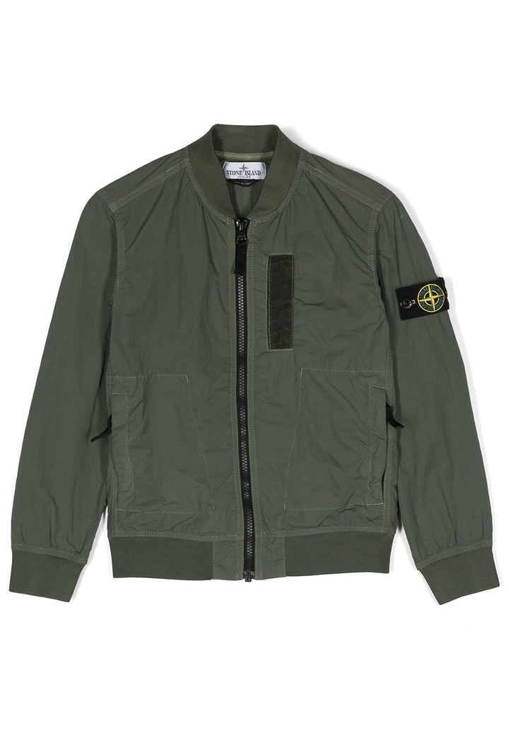 Giubbino bambino Stone Island verde in nylon