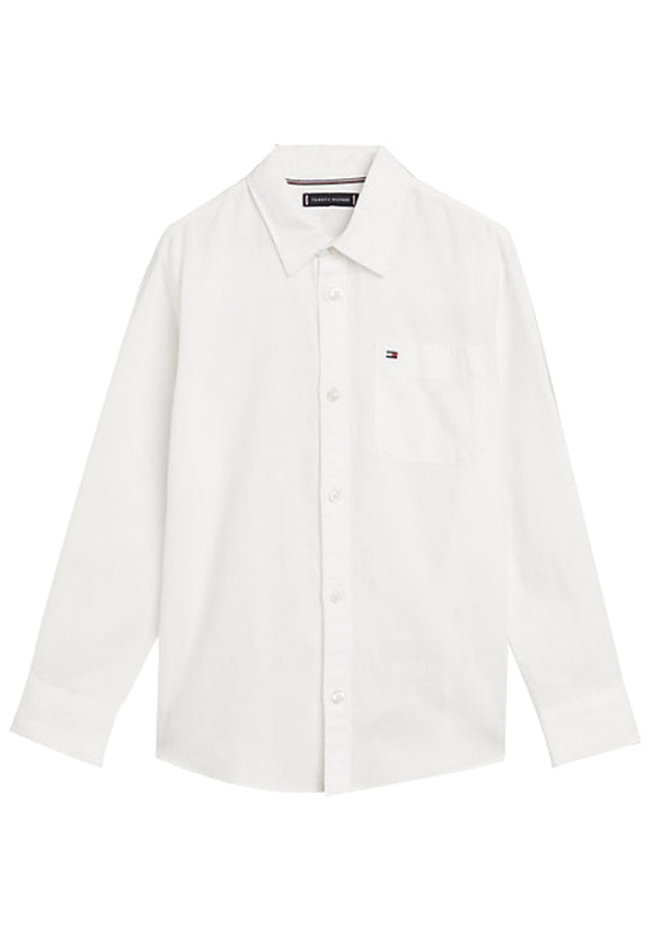 Camicia bambinoTommy Hilfiger bianca in misto canapa