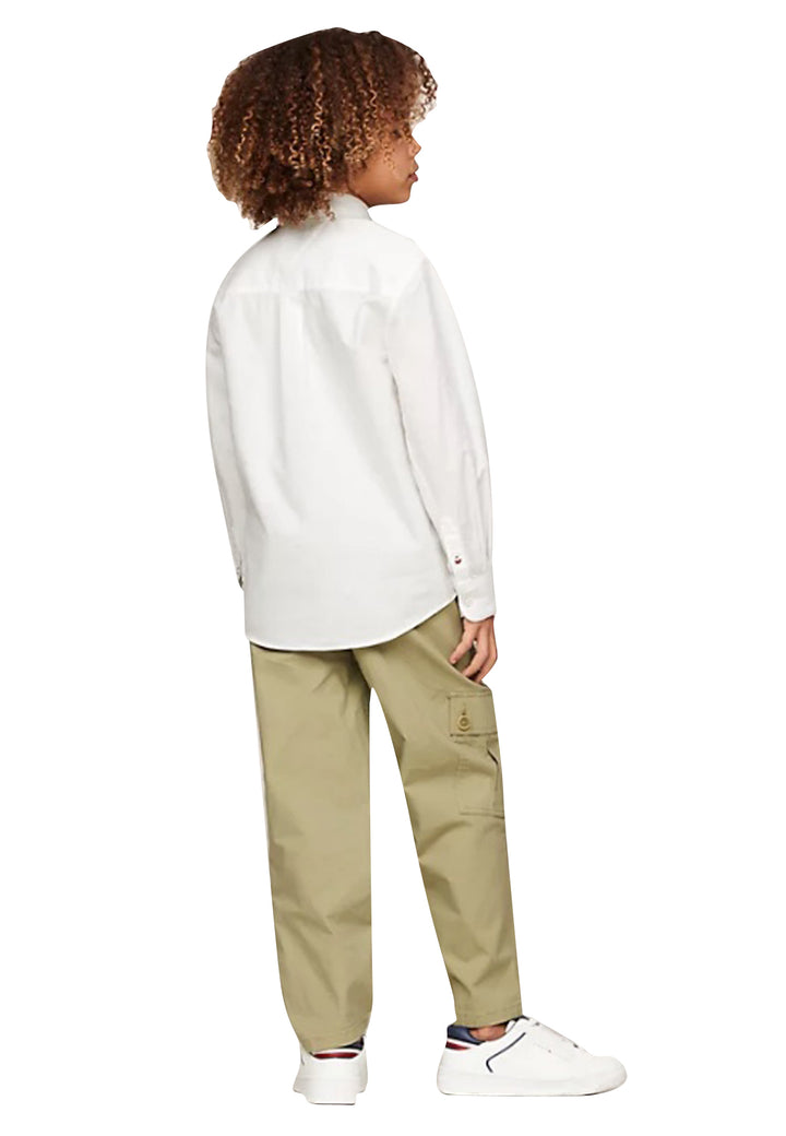 Camicia bambinoTommy Hilfiger bianca in misto canapa