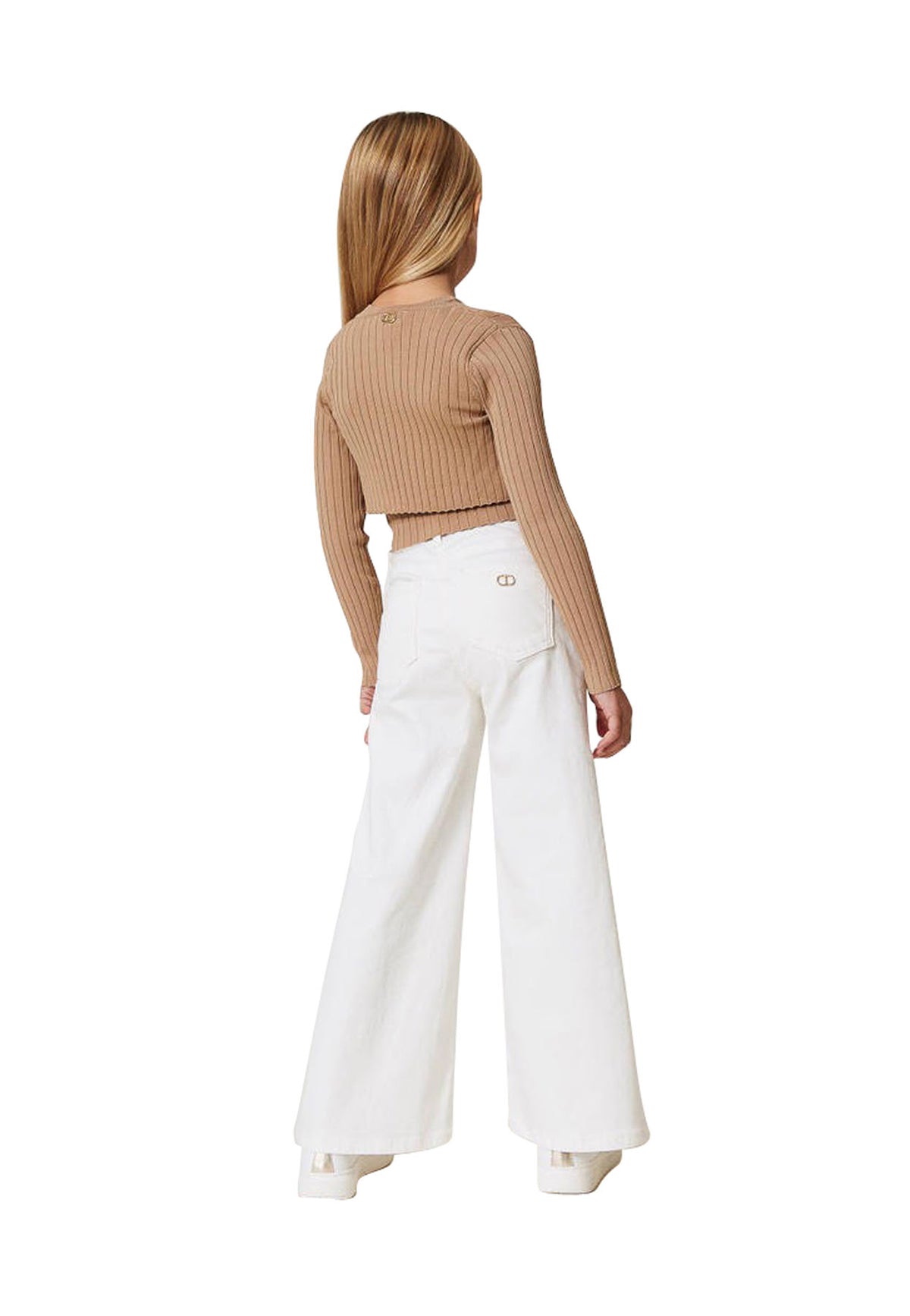 ViaMonte Shop | Twinset pantaloni bianchi bambina in cotone