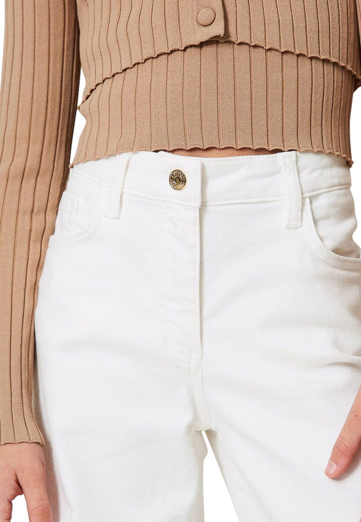 ViaMonte Shop | Twinset pantaloni bianchi bambina in cotone