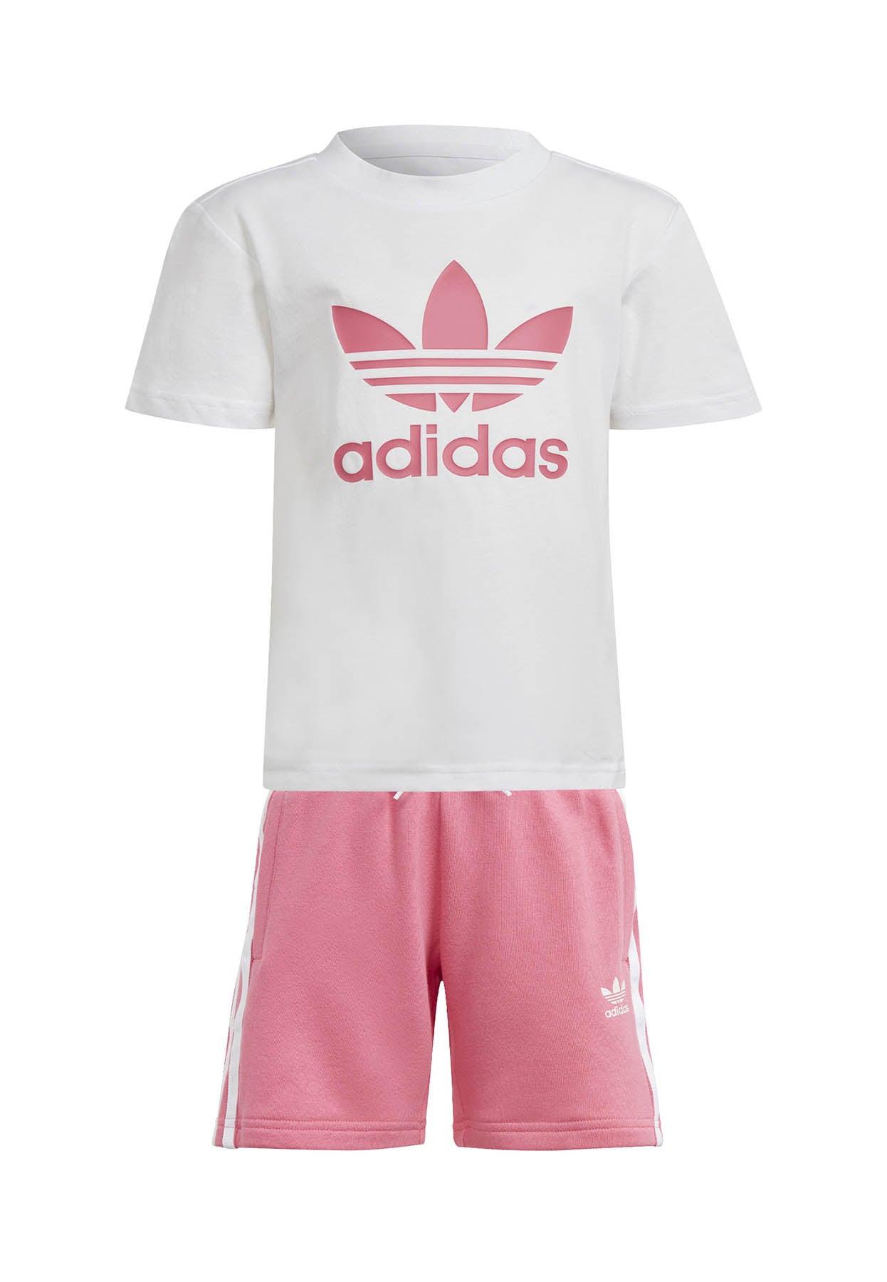 Completo bambina Adidas bianco/rosa in cotone | ViaMonte Shop