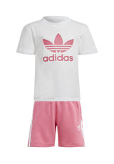 Completo bambina Adidas bianco/rosa in cotone | ViaMonte Shop